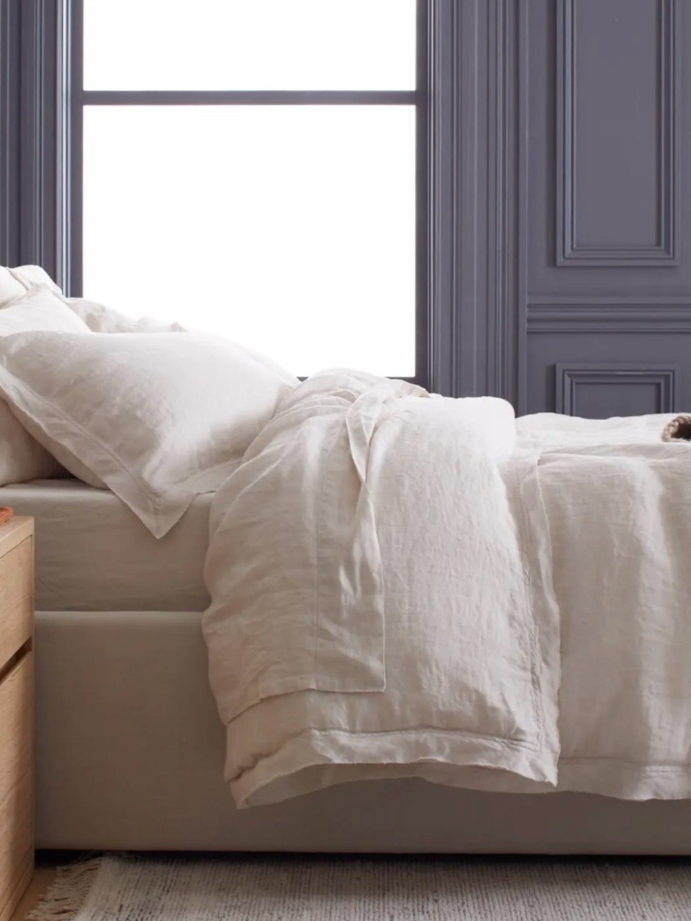 Quince European Linen Double Flange Duvet Cover, Full/Queen (Sand)